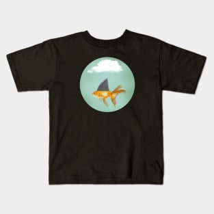 Goldfish Under a Cloud with a Shark Fin Kids T-Shirt